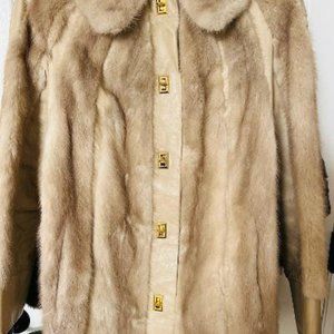 Blond Mink & Leather Waist Jacket